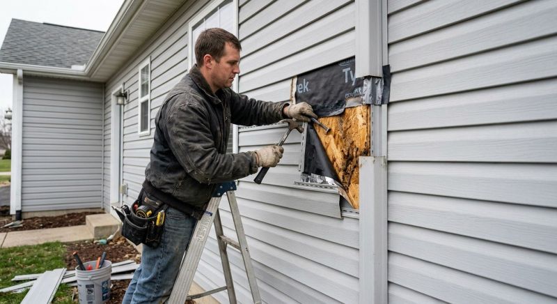Our team working on Siding Service projects in Providence, RI